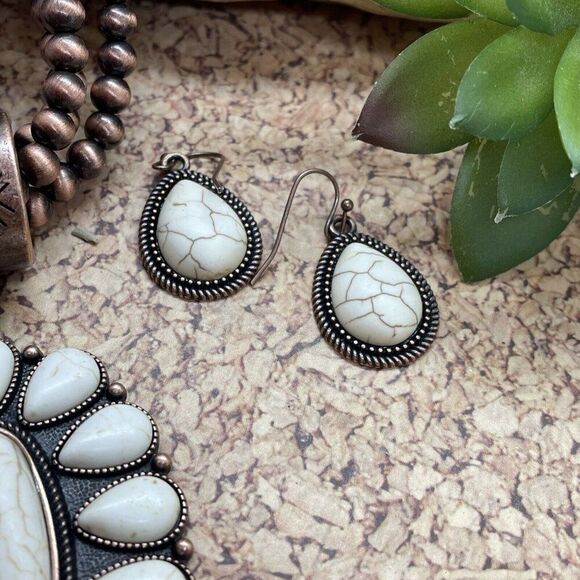 Western SQUASH BLOSSOM COPPER BUFFALO NECKLACE EARRING SOUTHWEST Set Bracelet Ne - Picture 4 of 16